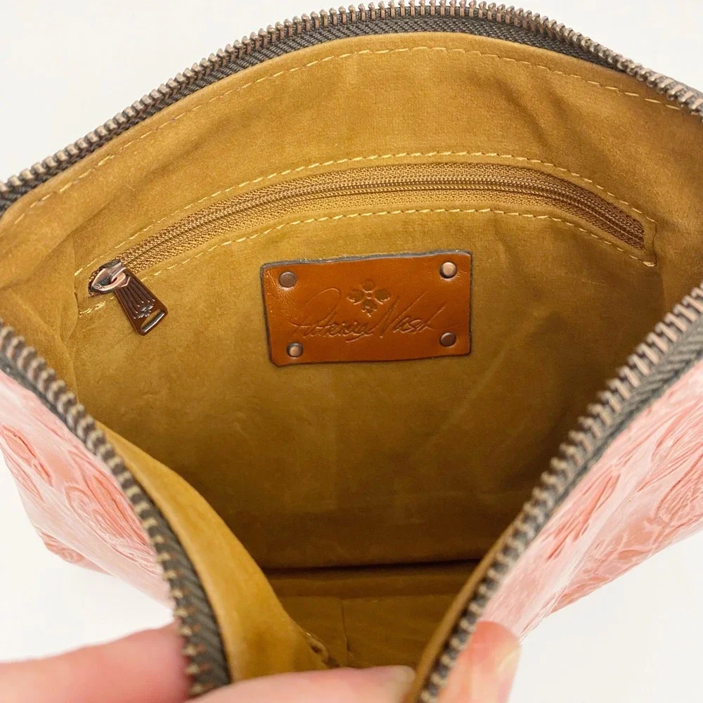 Patricia Nash Everly Embossed Metallic Foil Leather Wristlet Pouch Womens Clutch